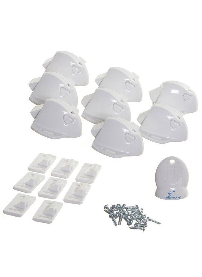 dreambaby Adhesive Mag Locks (8Pack 1 Key) Child Proofing Cabinet Magnetic Latches White Model L859  - Image 3