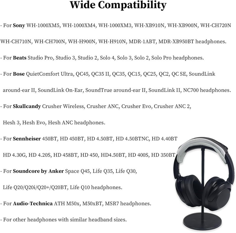 غطاء رأس عالمي من لسماعات Sony وBeats وBose وSoundcore وHyperX وATH وSkullcandy وJBL وJabra، غطاء حماية للرأس لسماعات Sony XM6 وXM5 وXM4 وBeats Studio Pro/Solo4 - رمادي - Image 2