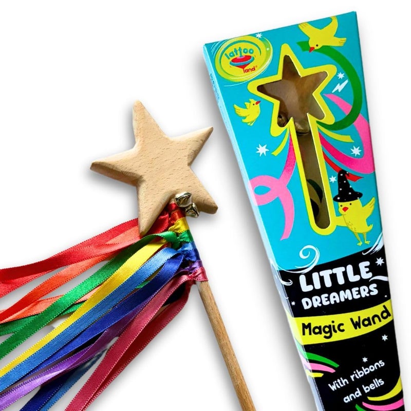 Lattooland Wooden Wand for Kids with Ribbons and Bells Wizard Fairy Princess Wand Toy Handcrafted Magic Wand for Pretend Play Costumes Sensory Educational Montessori EcoFriendly Gift - Image 3