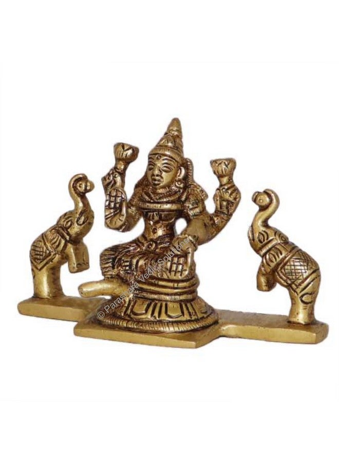 ARKAM Brass Gaj Lakshmi Murti/Gaja Laxmi Idol/Pital Ashthalakshmi Statue - Antique Brass for Home/Temple/Office (Height: 6.5 cm, Weight: 280 GMS) - Image 3