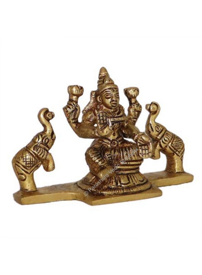 ARKAM Brass Gaj Lakshmi Murti/Gaja Laxmi Idol/Pital Ashthalakshmi Statue - Antique Brass for Home/Temple/Office (Height: 6.5 cm, Weight: 280 GMS) - Image 2