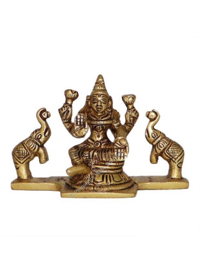 ARKAM Brass Gaj Lakshmi Murti/Gaja Laxmi Idol/Pital Ashthalakshmi Statue - Antique Brass for Home/Temple/Office (Height: 6.5 cm, Weight: 280 GMS) - Image 1