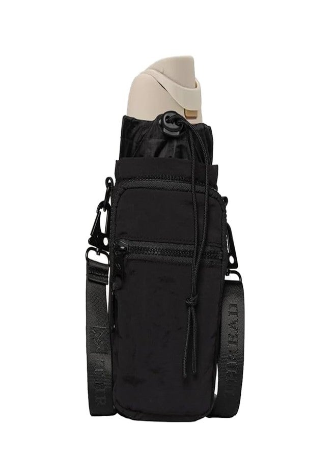 Thread Wallets Aqua Sling - Carry Your Water Bottle with Pockets for Cash, Phone, and Keys (Black) - Image 1