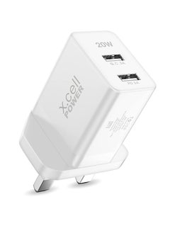 Xcell X.CELL 20W USB C PD Fast Charger, Dual Port Type-C QC3.0 Wall Adapter UK Plug, compatible with iPhone 13/12/12 Mini/12 Pro/12 Pro Max, Galaxy-White  - Image 2