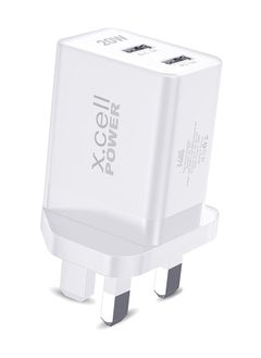 Xcell X.CELL 20W USB C PD Fast Charger, Dual Port Type-C QC3.0 Wall Adapter UK Plug, compatible with iPhone 13/12/12 Mini/12 Pro/12 Pro Max, Galaxy-White  - Image 3
