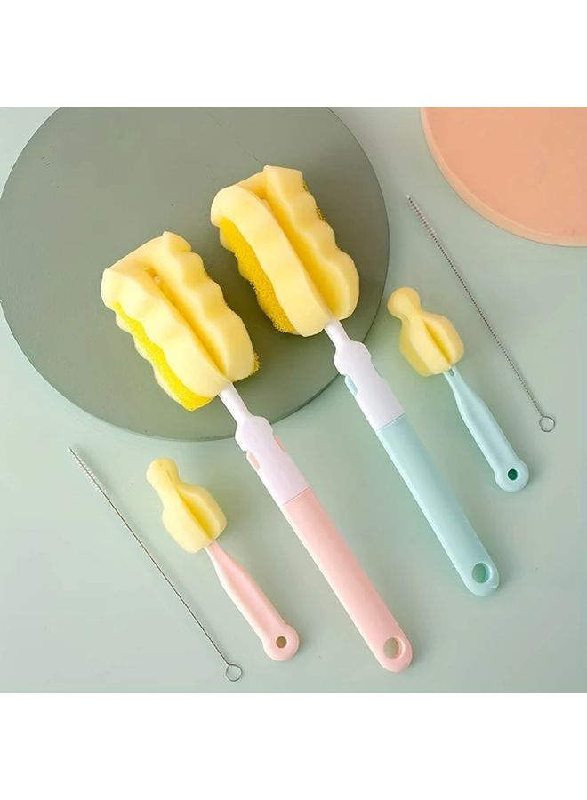 Pink Foldable Bottle Brush Set 3 Pieces For Cups Straws And Feeding Items Easy Storage - Image 1