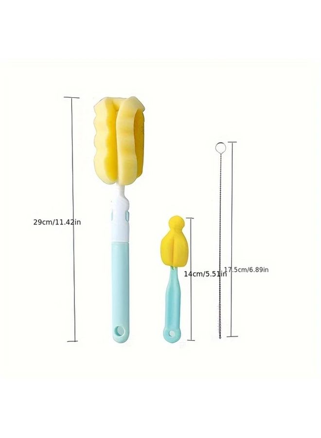 Pink Foldable Bottle Brush Set 3 Pieces For Cups Straws And Feeding Items Easy Storage - Image 2