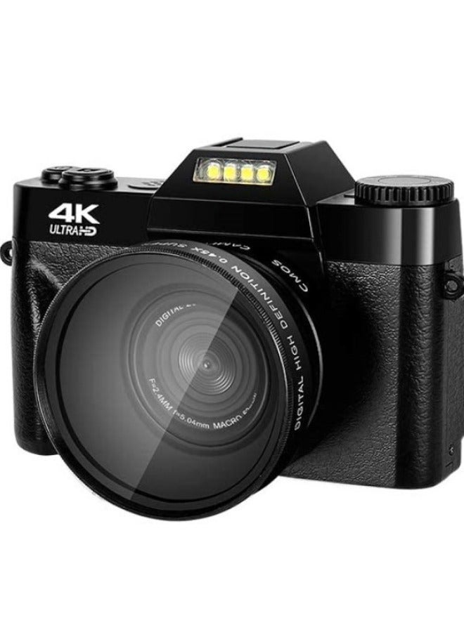 Generic E-commerce Products 4K Digital Camera Ultra High Definition 48MP 3.0 Flip Screen With Wide Angle 4K Micro Single LED-Body Color:Standard Black English Version + Wide-angle Lens + 64gb Card  - Image 4