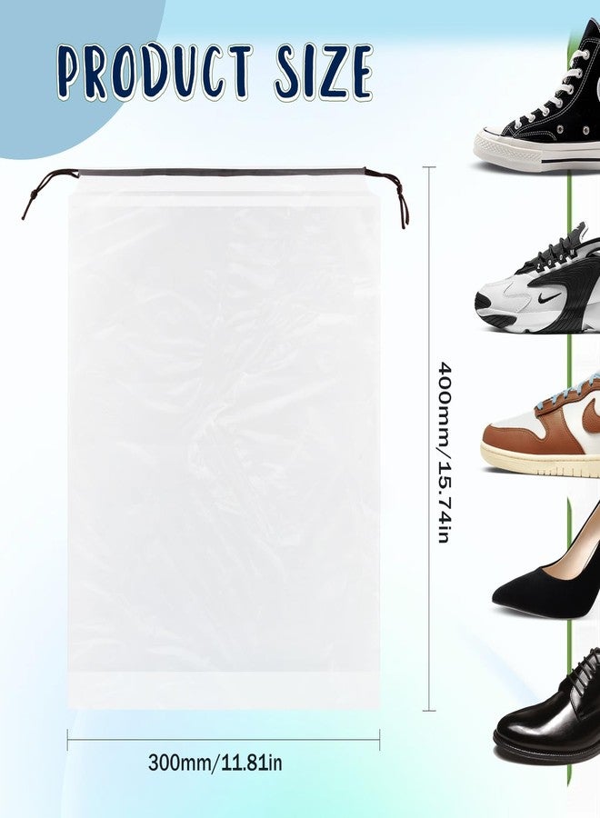 BOSMIOW 60 Pieces Plastic Drawstring Shoe Bags for Travel,30 * 40cm Translucent Bags with Rope for Storage,Large Household Portable Dustproof Waterproof Storage Organizers Pouch,Travel Accessories - Image 2