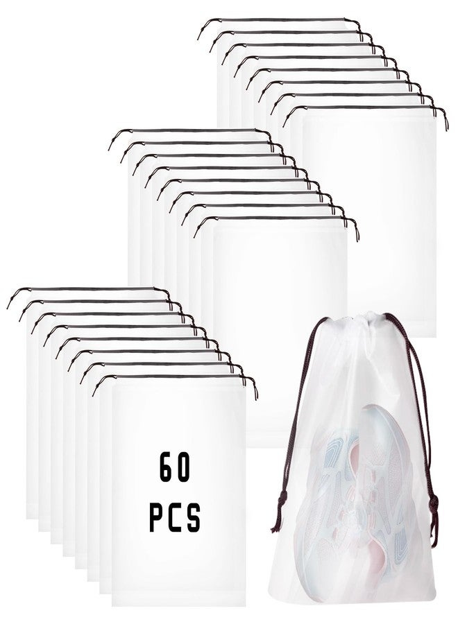 BOSMIOW 60 Pieces Plastic Drawstring Shoe Bags for Travel,30 * 40cm Translucent Bags with Rope for Storage,Large Household Portable Dustproof Waterproof Storage Organizers Pouch,Travel Accessories - Image 1