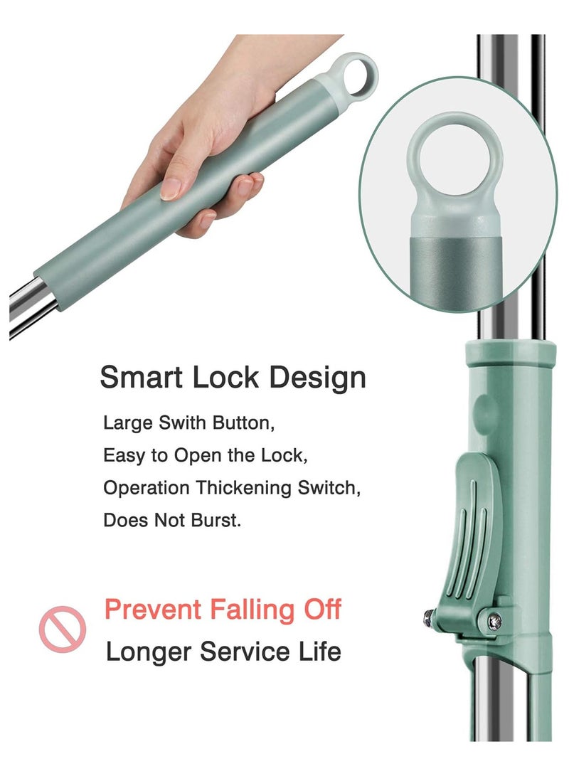 Dry & Wet Floors Built-in Squeezer Suitable For All Floors, 360 Degree Rotatable Stainless Handle with 2 Microfiber Replacement - Image 3