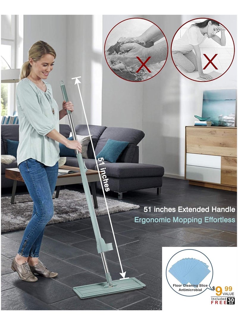 Dry & Wet Floors Built-in Squeezer Suitable For All Floors, 360 Degree Rotatable Stainless Handle with 2 Microfiber Replacement - Image 5