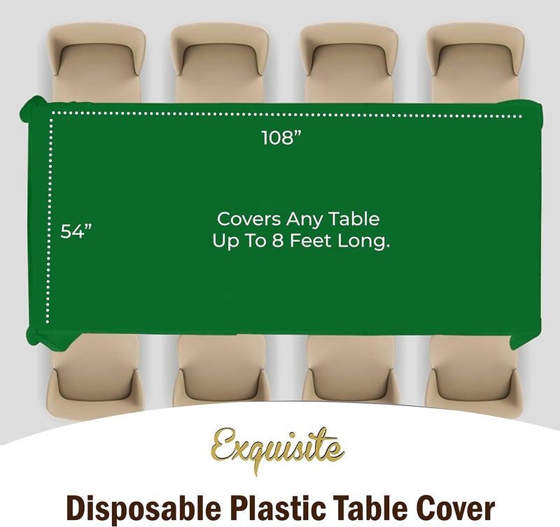 Exquisite 6-Pack Premium Plastic Tablecloth 54in. x 108in. Rectangle - Emerald Green - Image 4