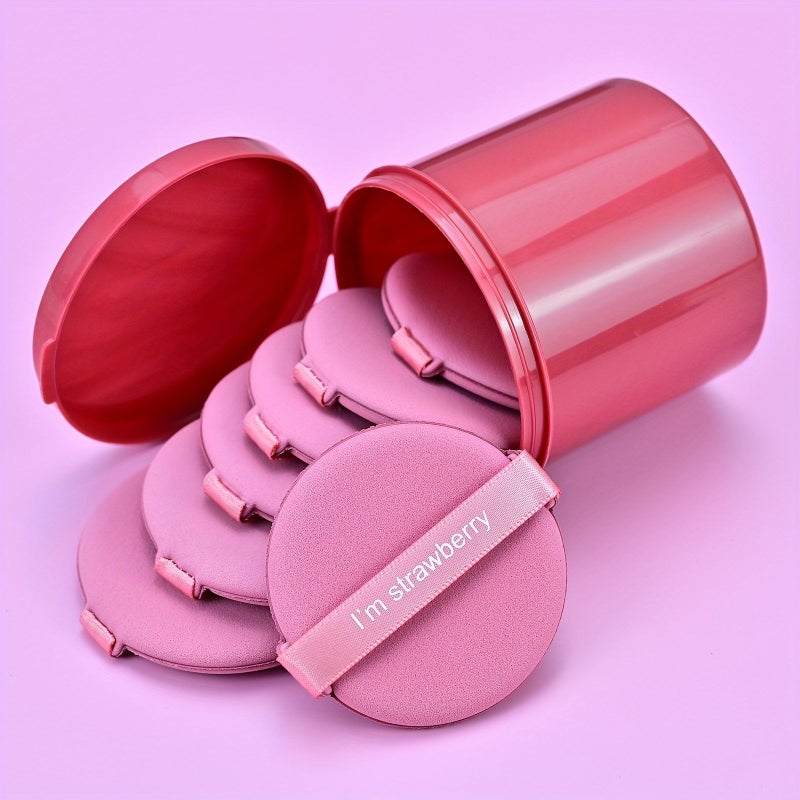 7pcs Air Cushion Makeup Sponges with Storage Box Round And Water Drop Shapes Dual Use For Foundation BB Creams Face And Body Makeup Application Milk Tea Brown - Image 2