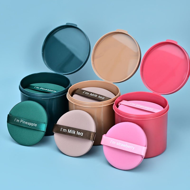 7pcs Air Cushion Makeup Sponges with Storage Box Round And Water Drop Shapes Dual Use For Foundation BB Creams Face And Body Makeup Application Milk Tea Brown - Image 4