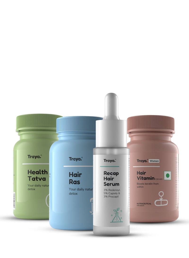 Traya Hair Regrowth Starter Combo Kit for Women | Limited Widening and Hair Loss | Combo of 4 Products - Image 1