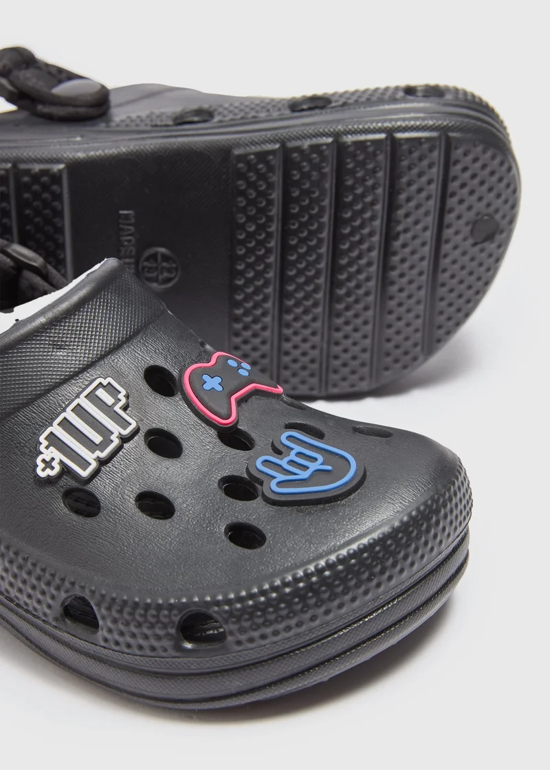 Matalan Boys Black Gamer Clogs