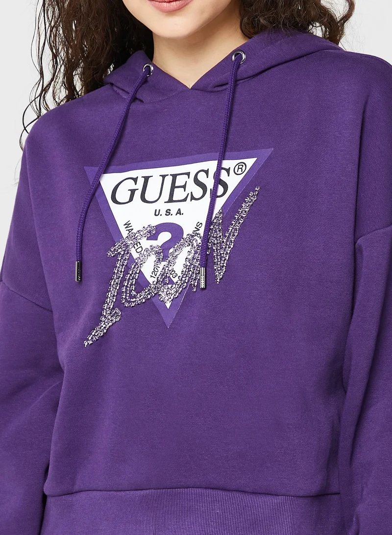 GUESS Printed Knitted Hoodie