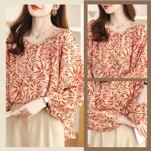 TOPLOT Women's Shirt Top | Elegant Floral and Artistic Prints for a Stylish Look | Long Puffed Sleeves for a Trendy Touch | Stylish Available in Pack of 2 (5233_2XL_Orange) - Image 4