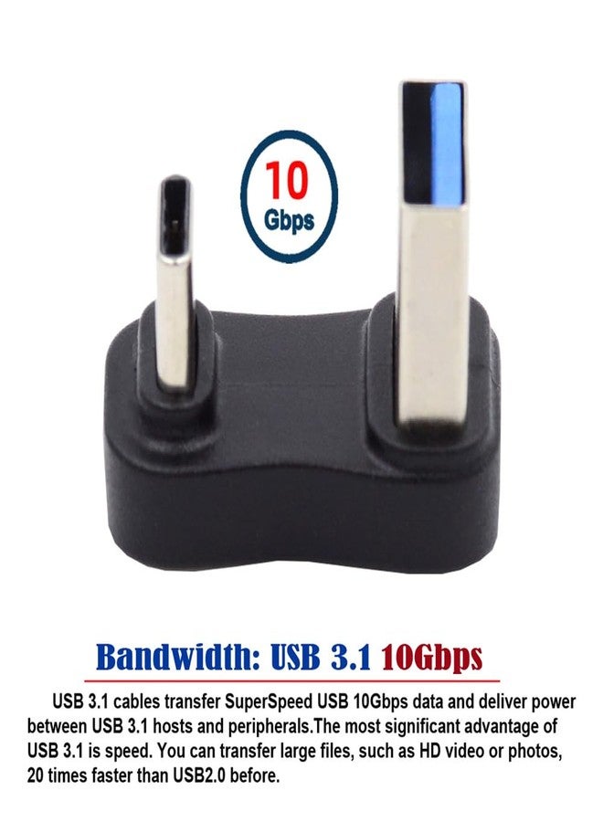 xiwai USB3.0 Type A Male to USB 3.1 Type C Male Up Opposite U Shape Back Angled 90 Degree Charge Adapter Data 10Gbps for Laptop Phone - Image 4