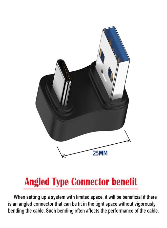 xiwai USB3.0 Type A Male to USB 3.1 Type C Male Up Opposite U Shape Back Angled 90 Degree Charge Adapter Data 10Gbps for Laptop Phone - Image 5