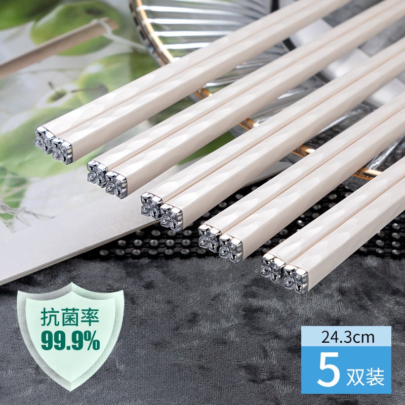 Macaron Chopsticks Household High Temperature Resistant One Person One Chopstick Meal-Sharing Chopsticks Alloy Chopsticks Five-Color Chopsticks Ins Style - Image 1