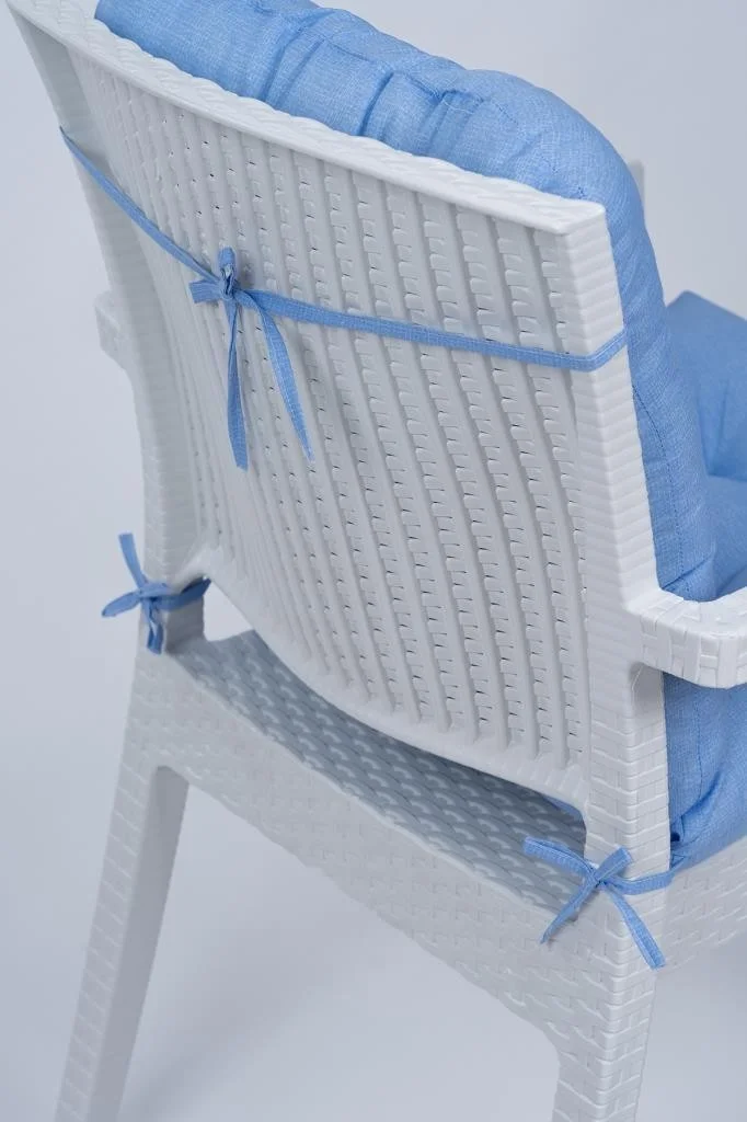 Altın Pamuk Candy Fluffy Backed Blue Chair Cushion Special Stitched Laced 43X88 cm