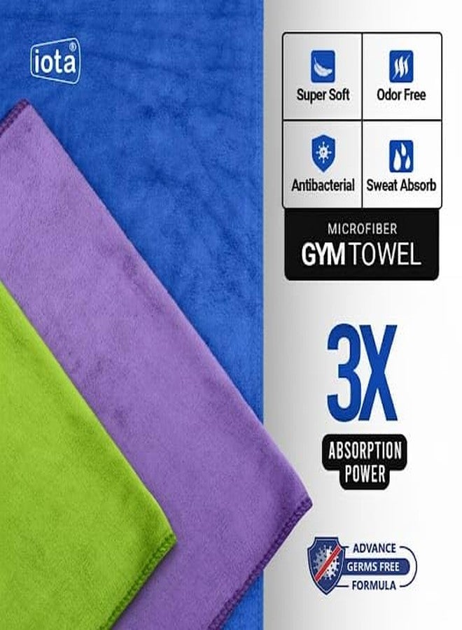 iota Microfiber Sports Towels - 450GSM, 60x40 cm | Super Soft, Antibacterial, 3X Absorption | Ideal Gym, Yoga & Workout Towel Set (Pack of 3) - Image 4