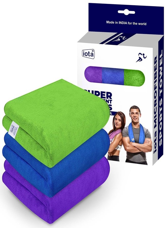 iota Microfiber Sports Towels - 450GSM, 60x40 cm | Super Soft, Antibacterial, 3X Absorption | Ideal Gym, Yoga & Workout Towel Set (Pack of 3) - Image 1