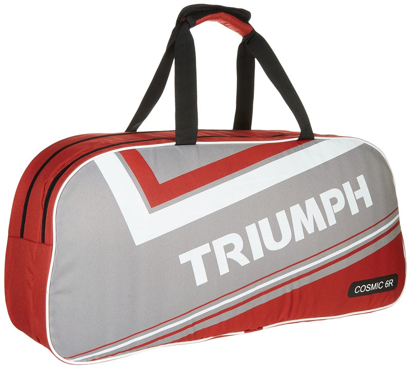 Triumph Turbo Graphite Composite Light Weight Strung Badminton Racket with Cosmic-6R Double Compartment Badminton Bag Grey/Red - Image 2