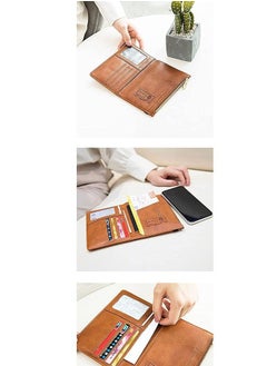 Generic Multifunctional RFID PU Leather Passport Holder Travel Wallet Brown  - Image 2