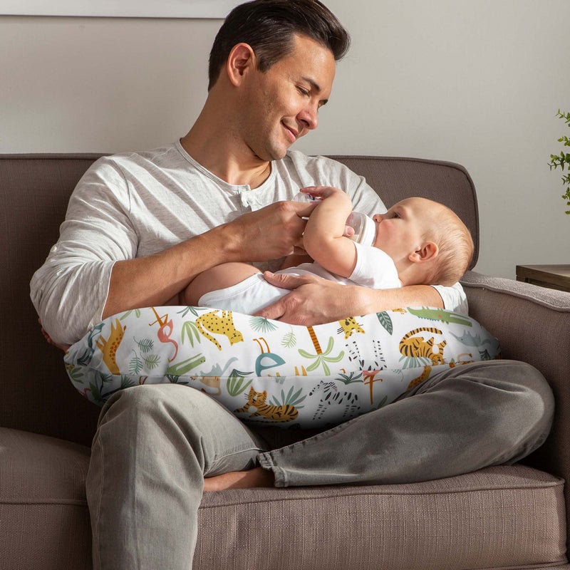 boppy غطاء وسادة بوبّي للرضاعة، الحياة البرية الملونة، مزيج قطن، يناسب الدعم الأصلي للرضاعة الطبيعية، إطعام الزجاجة، والتواصل، غطاء فقط، يباع بشكل منفصل - Image 5