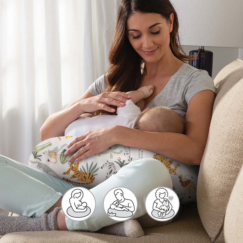 boppy غطاء وسادة بوبّي للرضاعة، الحياة البرية الملونة، مزيج قطن، يناسب الدعم الأصلي للرضاعة الطبيعية، إطعام الزجاجة، والتواصل، غطاء فقط، يباع بشكل منفصل - Image 3