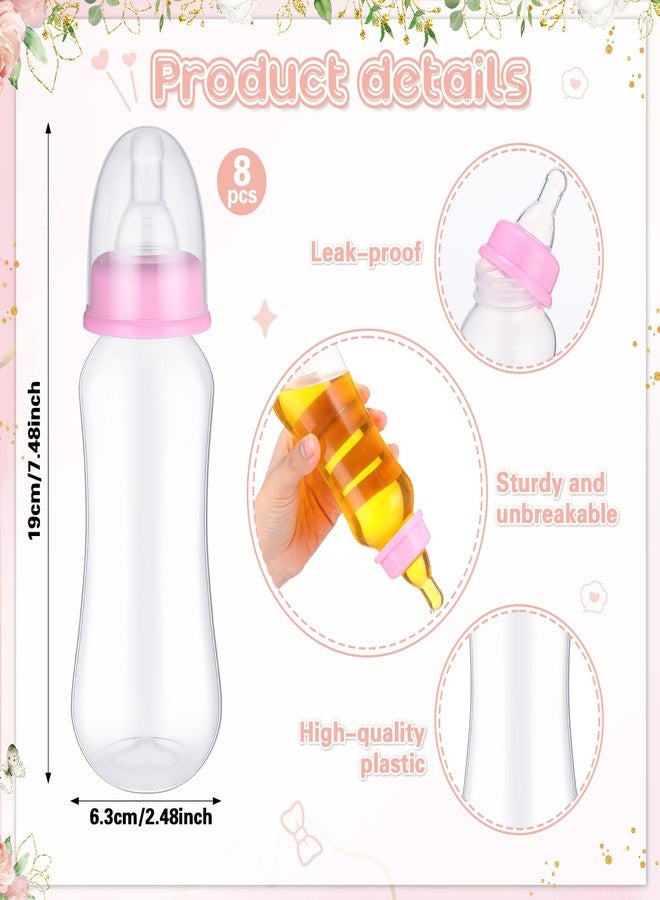 Anglechic 17 Pcs Bottle Chug Baby Shower Games Favors Diaper Change Game Diaper Including 8 Funny Plastic Bottle Chug 8 Disposable Diapers and 1 Game Sign for Gender Reveal Party (Floral,Pink) - Image 3
