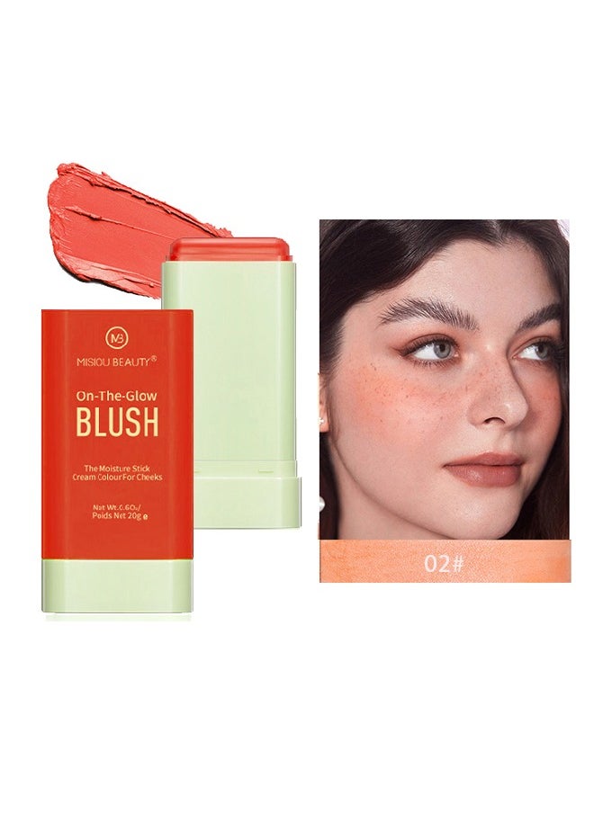 Misiou Beauty On The Glow Blush,The Moisture Stick Cream Colour For Cheeks,Highlighting ​Color Silky Powder Blusher Stick Natural Glow Silly Blusher Light and Soft Feeling The Apply On Your Face（#02）  - Image 2