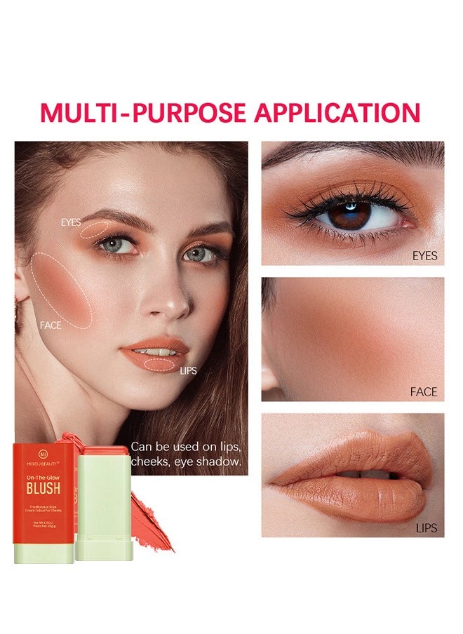 Misiou Beauty On The Glow Blush,The Moisture Stick Cream Colour For Cheeks,Highlighting ​Color Silky Powder Blusher Stick Natural Glow Silly Blusher Light and Soft Feeling The Apply On Your Face（#02）  - Image 3