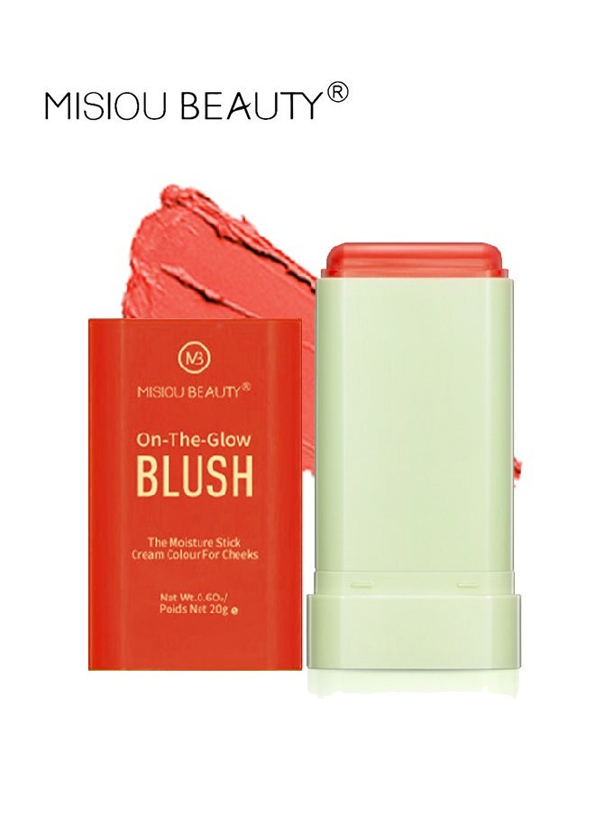Misiou Beauty On The Glow Blush,The Moisture Stick Cream Colour For Cheeks,Highlighting ​Color Silky Powder Blusher Stick Natural Glow Silly Blusher Light and Soft Feeling The Apply On Your Face（#02）  - Image 1