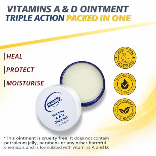 Rensow Vitamin A&D Ointment Tattoo Aftercare Healing Ointment Skin Protection & Recovery Balm Moisturizing Vitamin A & D Cream for Fresh Tattoos Dry Skin & Irritation Relief 1oz - Image 2