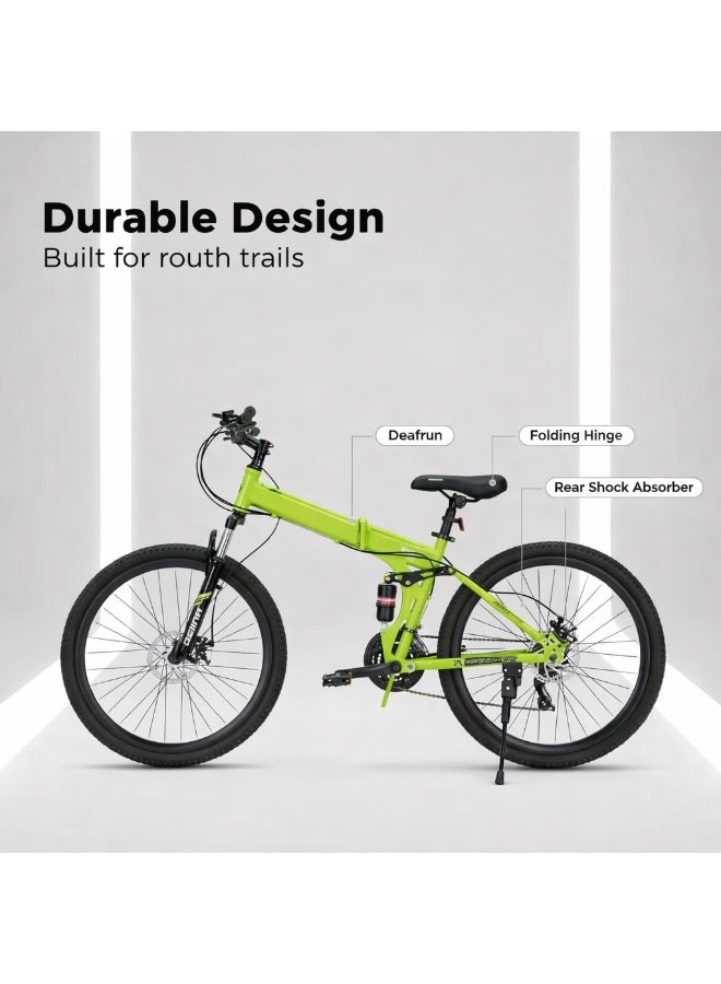 دراجة جبلية قابلة للطي مقاس 26 بوصة مع نظام تعليق مزدوج ومكابح قرصية - Image 2