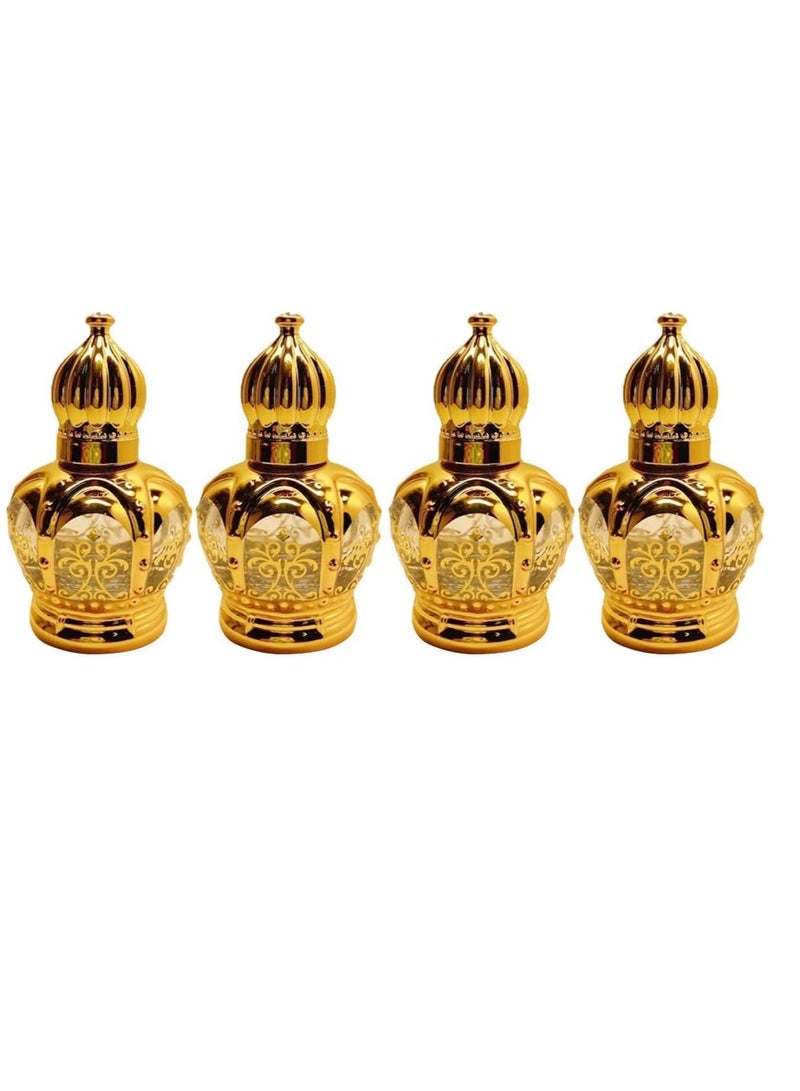 GUDOO 4 Pack Essential Oil Bottling Refillable Sample On Container Perfume Essential Mini Er Gold Bottlesml Crystal Ler Bottles Oil Glass Arabic Decorative Travel Perfume Bottle  - Image 1