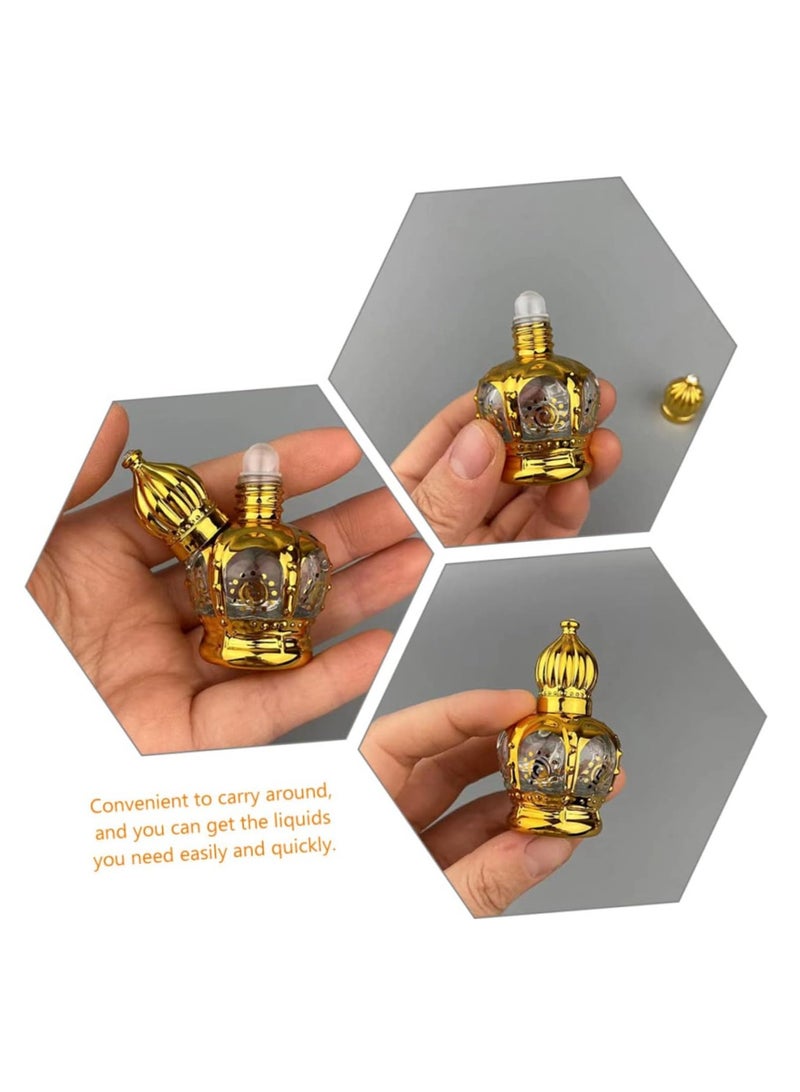 GUDOO 4 Pack Essential Oil Bottling Refillable Sample On Container Perfume Essential Mini Er Gold Bottlesml Crystal Ler Bottles Oil Glass Arabic Decorative Travel Perfume Bottle  - Image 3