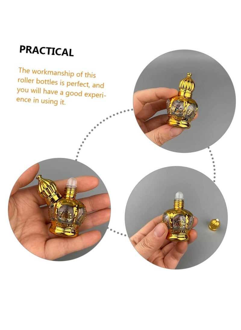 GUDOO 4 Pack Essential Oil Bottling Refillable Sample On Container Perfume Essential Mini Er Gold Bottlesml Crystal Ler Bottles Oil Glass Arabic Decorative Travel Perfume Bottle  - Image 2