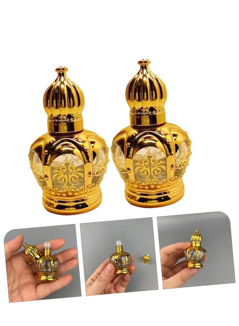 GUDOO 4 Pack Essential Oil Bottling Refillable Sample On Container Perfume Essential Mini Er Gold Bottlesml Crystal Ler Bottles Oil Glass Arabic Decorative Travel Perfume Bottle  - Image 5