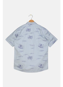 QUIKSILVER Kids Boy Graphic Print Short Sleeves Casual Shirt, Celestial Blue Combo  - Image 2
