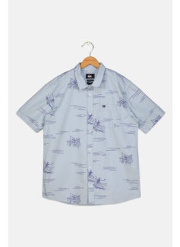 QUIKSILVER Kids Boy Graphic Print Short Sleeves Casual Shirt, Celestial Blue Combo  - Image 1