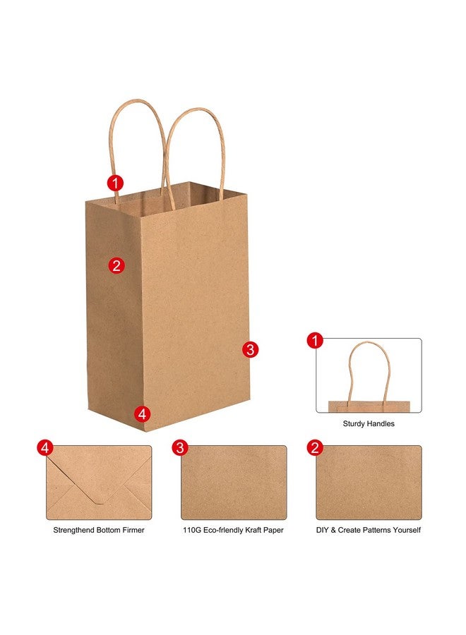 Brothersbox Small Brown Kraft Paper Bags with Handles 100PCS - 5.25*3.25*8 Inch Bags for Birthday Party Grocery Retail Shopping Business - Image 3