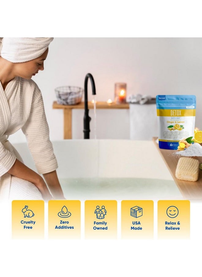 Better Bath Better Body Detox Bath Salt 32 Ounces Epsom Salt With Natural Ginger And Lemon Essential Oils Plus Vitamin C In Bpa Free Pouch With Easy Press-Lock Seal  - Image 2