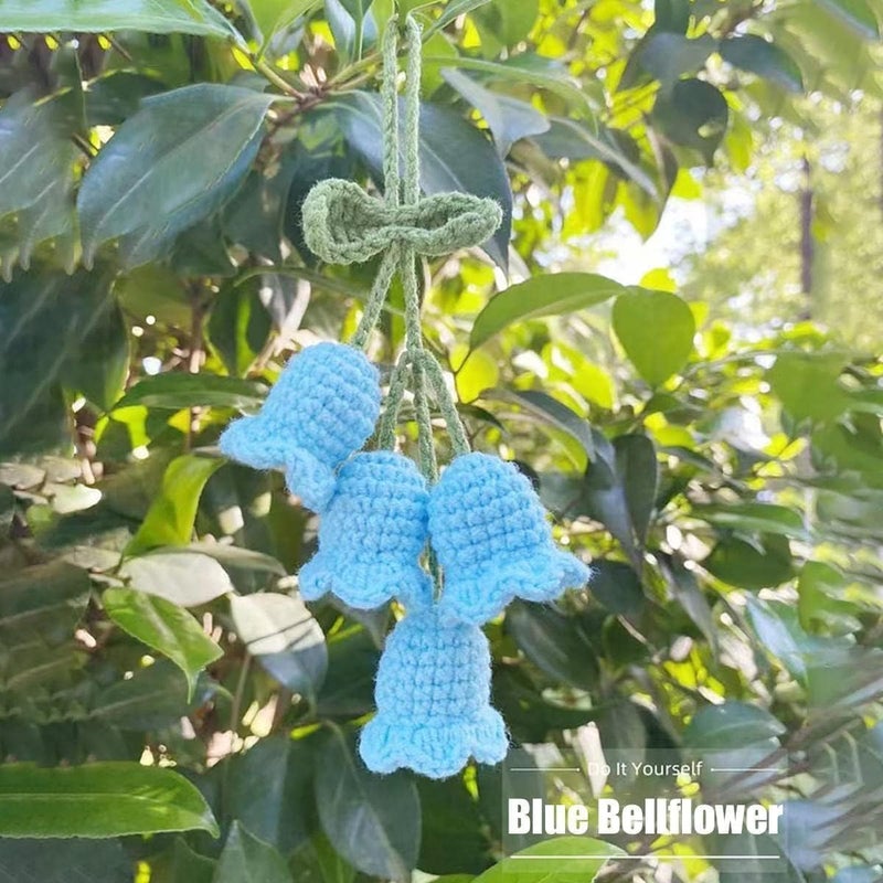 ChicAbode Car Decoration, Car Mirror Hanging Accessories, Cute Car Accessories for Women, Bellflower Hand Knitted Car Pendant, Bring Good Luck, for Backpacks, Key Chains, Car Accessories - Image 5