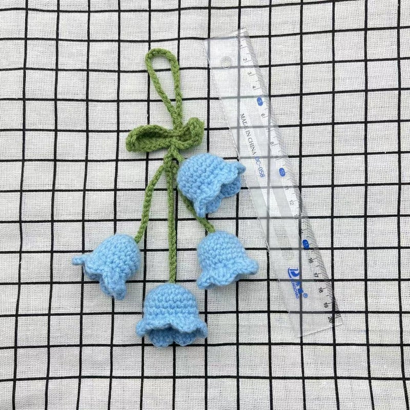 ChicAbode Car Decoration, Car Mirror Hanging Accessories, Cute Car Accessories for Women, Bellflower Hand Knitted Car Pendant, Bring Good Luck, for Backpacks, Key Chains, Car Accessories - Image 2
