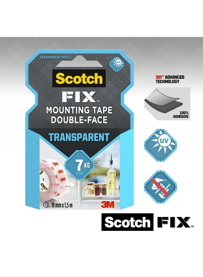 Scotch Mount Transparent Tape 19mm x 1.5m, 1 roll/pack - Image 2